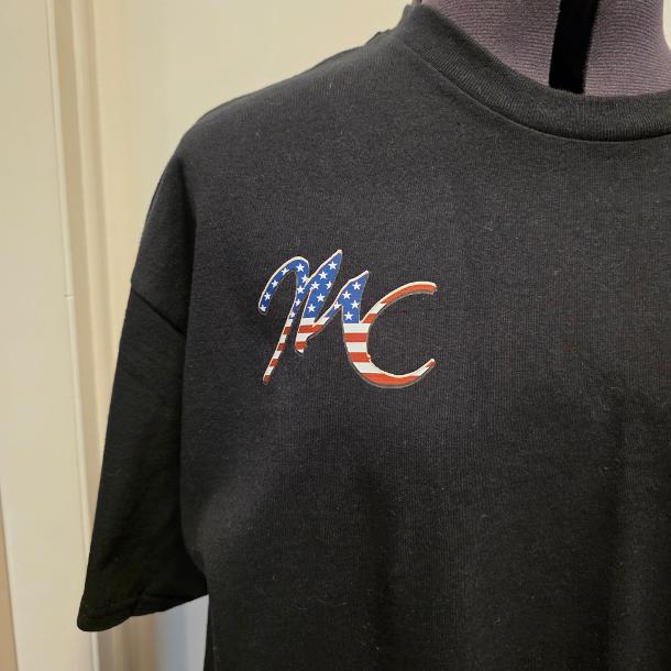 Completed Morgan County REA shirt with front DTF decoration