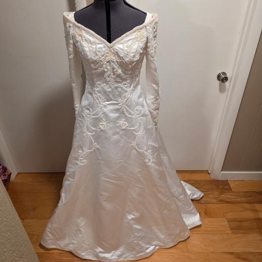 Mother's white wedding dress before its transformation into a custom keepsake robe