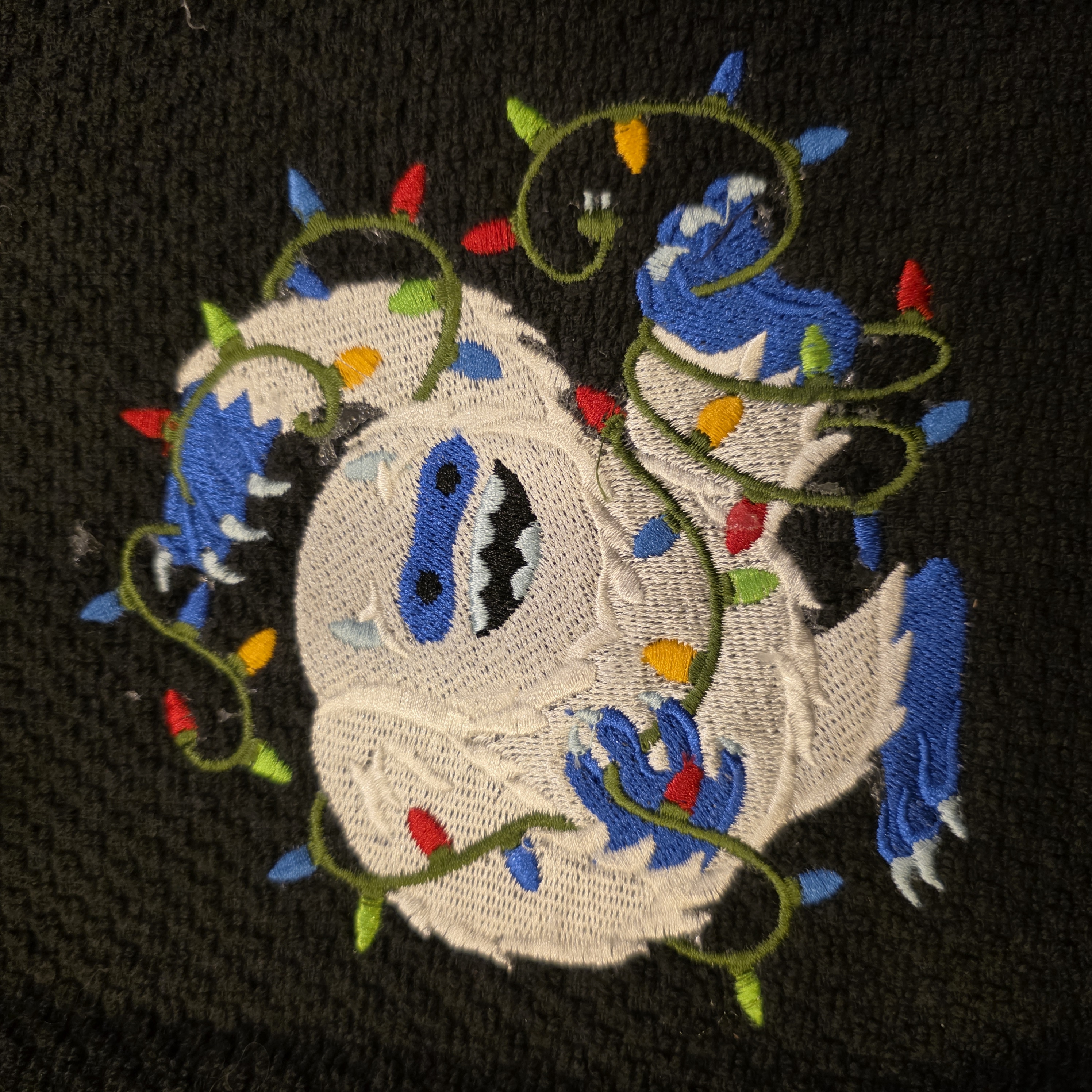 Completed jacket with multicolor floral embroidery